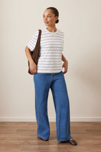 Load image into Gallery viewer, Stevie Slouchy Tee | White/Phantom Stripe