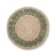 Load image into Gallery viewer, Palma Natural/Green Braided Placemat