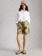 Load image into Gallery viewer, Belle Linen Tie Short | Green Print