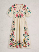 Load image into Gallery viewer, Maeve Embroidered Midi Dress | Ivory Multi