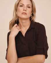 Load image into Gallery viewer, Split Back Button Down Shirt | Dark Chestnut