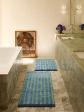 Load image into Gallery viewer, Striped Reversible Bath Mat | Blue