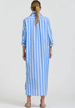 Load image into Gallery viewer, Button Longline Shirtdress | Mid Blue Stripe